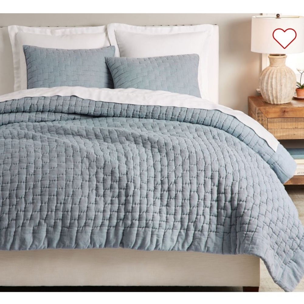 Pottery Barn Bliss Chambray Linen Cotton Set of King Shams